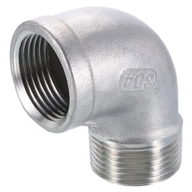 sourcing map 304 Stainless Steel 90 Degree Elbow Fittings NPT 1 Female x NPT 1 Male Threaded Adapter Pipe Fitting for Connecting Water Pipe Air Hose PVC Tube Cast Coupling