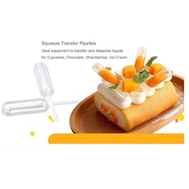 300 Pieces 4ml Cupcake Pipettes, Food Grade Plastic Disposable Pipettes Mini Liquid Injector (300-A)