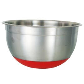 Buckingham 3 Litre Stainless Steel Designer Salad Mixing Bowl with Silicon Base, Silver/Red