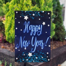 America Forever Happy New Year Garden Flag - 12.5 x 18 Inch New Year Starlight Firework Celebration Flag - Seasonal Yard Outdoor Decorative Double Sided Flag