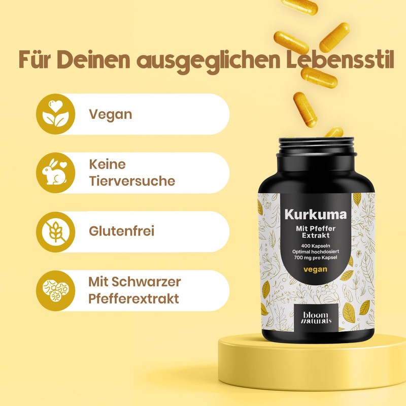 Turmeric Capsules High Dose - 400 Capsules (13 Months) with