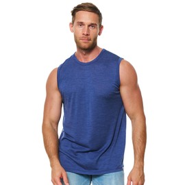 Merino Wool Tank Top Men - Active Merino Wool Undershirt Moisture Wicking Breathable Anti-Odor Lightweight Base Layer (Medium, Windsor Blue Tank)
