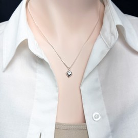 Unbiological Sister Gift Necklace, Tiny Sterling Silver Puffed Heart Necklace, Best Friend Birthday Gift Necklace, Sister in Law Gift (14 inches plus 2-inch extender)