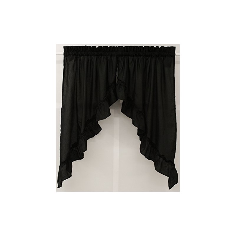 The_Curtain_Shop Stacey Solid Swag Pair 60Wx38L Black