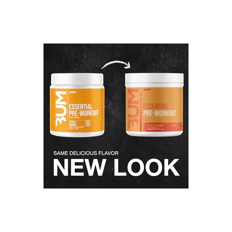 Raw cbum essential pre workout pre entrenamiento 30 servicios sabor