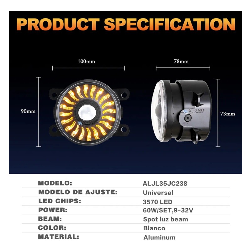 3.5'' Redondo Faros Niebla Lupas 6000k Spot Luz -par