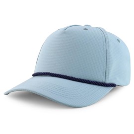 Trendy Apparel Shop Oversize XXL 5 Panel Ripstop Snapback Cap with Contrasting Rope - Light Blue Navy