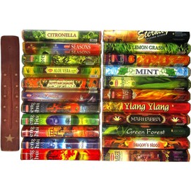 Krishan Incense Sticks, Series 5 | unique combination incense sticks (20 stick x 12 Hexa Pack = 240 Sticks) with Wooden Incense Holder (Krishan Series 5)