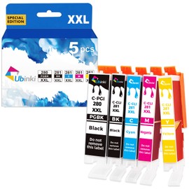 5 Pack PGI-280XXL CLI-281XXL to TR8600 TR8620a TR8620 Ink Cartridge Replacement for Canon Ink 280 and 281 Cartridges XXL for TR8520 TS6320 TR8622 TR7520 TS6120 TS6220 TS9120 TS9520 TS9521C Printer