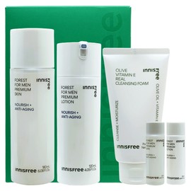 Innisfree Forest for Men Premium Skin Care Set + Olive Vitamin E Real Cleansing Foam / 이니스프리 포레스트 포맨 프리미엄 스킨케어 세트+올리브 비타민 E 리얼 클렌징 폼