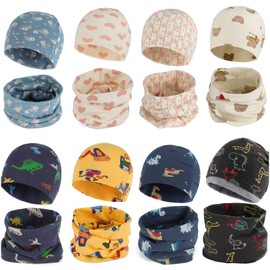 Cheerful Mario Baby Cotton Beanie Hat and Loop Scarf Set Little Boys and Girls Snood and Hat Set Outdoor Sports Accessories Warm and SoftYellow 3-7 Years