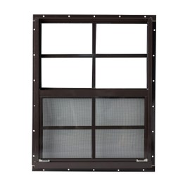 Shed Window 18x23 Brown Flush - Vertical Slider with Built-in Bug Screen