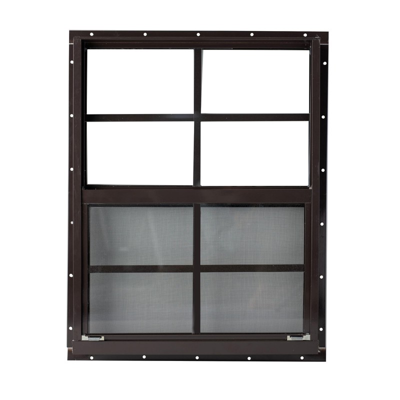 Shed Window 18x23 Brown Flush - Vertical Slider with Built-in