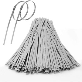 (100 pieces) Stainless Steel Cable Ties 4.6 mm x 300/400 mm 7.9 x 300 mm 100 pcs Metal Band Stainless Cable Ties Metal Outdoor Heat Resistant Weather Resistant Corrosion Resistance (4.6*300 (Set of 100)