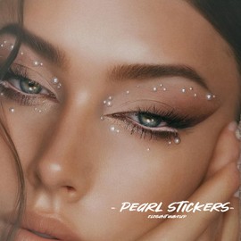 vvpesca Heart & Pearl Face Eye Gems, Self-Adhesive Hair Jewels, Sparkly Face Jewels for Makeup, Stick on Gems Pearl Rhinestones Stickers, Rave Accessories for Hair, Eye, Kids, Women