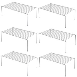 iPEGTOP Set of 6 Kitchen Cabinet Shelf Organizer, Medium (13 x 9.4 Inch) Bathroom Cabinet Organization Wire Shelf Rack, Rustproof Storage Space Saver Shelves for Countertops Pantries Utensils