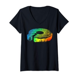 Womens BAUMKUCHEN Rainbow Retro Colorful V-Neck T-Shirt