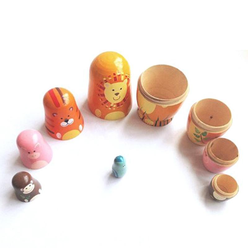 5PCS Animals Russian Dolls Cute Cartoon Animal Pattern Doll Gifts