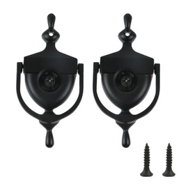 Geesatis 2Pcs Door Knocker with 180 Degree Viewer Angle Peephole,Zinc Alloy Door Knocker,Black