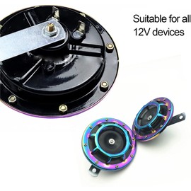 Tiardey 125mm 12V Color Car Horn Kit,Metal Twin Horn Kit Super Loud Disc Horn for Car SUV Boat