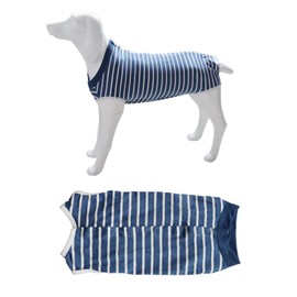 1 Pcs Blue Dog Surgery Recovery Suit, Pet Suit, Striped Recovery Suit, Wound Protection Suit, Dog Pajamas