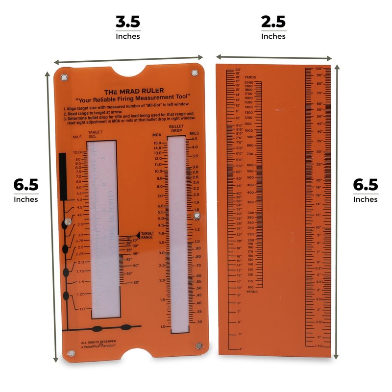Value Plus Mrad Ruler - Long Range Shooting Slide Rule