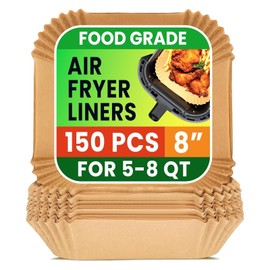 150-Piece 8.7" Square Disposable Parchment Liners – Non-Stick Paper for Air Fryers, Perfect for Baking, Roasting & Microwave Use