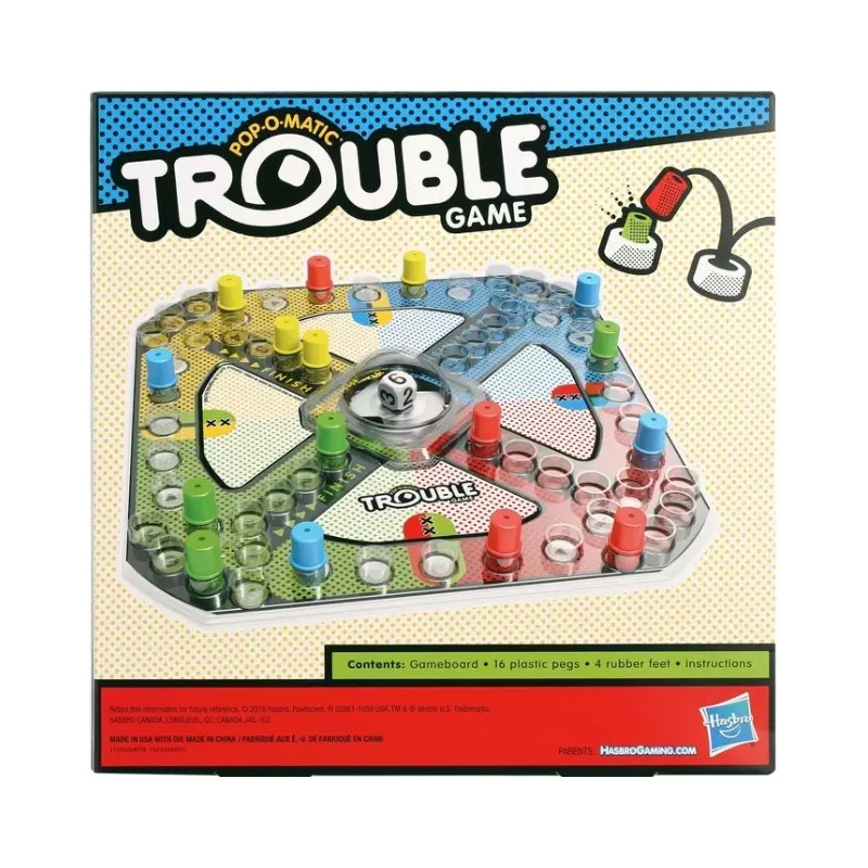 Trouble Pop-O-Matic Trouble Kids Board Game, Family Games for 2-4