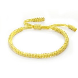 COLORFUL BLING Hand-Knitted Lucky String Bracelet Adjustable Tibetan Buddhist Prayer Yoga Mala Bracelets Kabbalah Protection Couple Jewelry-light yellow