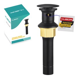 KUZOR 1PCS 304 Stainless Steel Bathroom Sink Drain with Overflow - Easy to Install for Modern Bath/Vanity/Vessel Pop Up Drain- Fits Sink Holes, 1-5/8 to 2 in - Matte Black