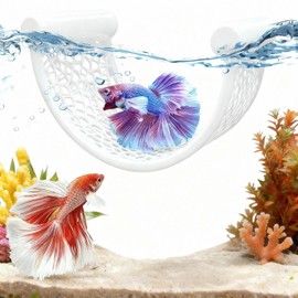 White Floating Betta Fish Hammock – Minimalist Rest Platform & Floating Bed – Betta Tank Accessories for Small Aquariums, Nano Tanks & Shrimp – Clean Aquarium Perch Ledge for Bettas & Small Fish