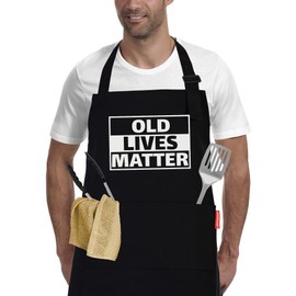 APRONPANDA Old Lives Matter Kitchen Aprons - Funny Christmas Gifts Birthday or Retirement Gifts for Mom, Dad, Grandad, Grandma - 50th 60th 70th Birthday Gifts for Men Women