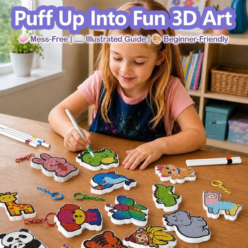 AMOSTING Glow in the Dark Animal Magic Puffs Craft Kit
