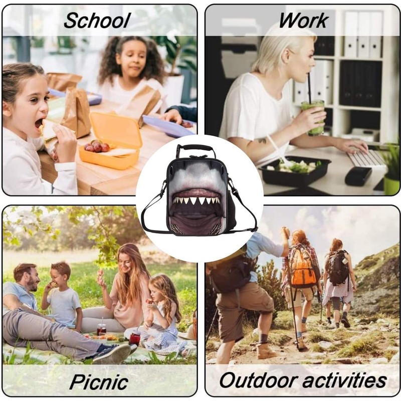 7-Mi KIds Insulated Lunch Bags For Food Children 3D Shark