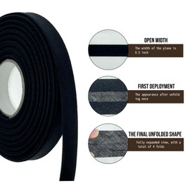 ZXTDBMBB Black Polyester bias Tape for Patchwork Assembly,Craft Binding,Hemming and Sewing， L×W:10 Yards× 0.5 Inch