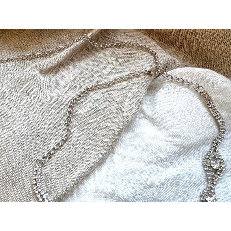 ONDEGO® Silber Rückenkette Rückenanhänger Rückenschmuck Brautschmuck Hochzeit Braut Schmuck Körperkette