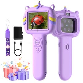 Microscope Camera for Kids Gifts Toys- Handheld Pocket Microscopes with 2.4" Screen and Autofocus - Mini Digital Educational Science Kit for Christmas Birthday for Age 3-5 5-7 8-12 Girls Boys (Purple)