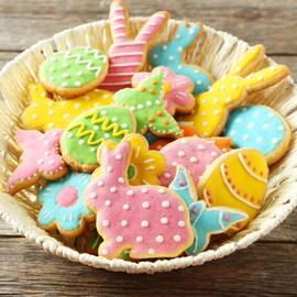 Just Cutters Easter Cookie Cutters Bunny Egg Chick Carrot | Set of 4 Plastic Cutters for Baking, Fondant, Clay, Pastry, Icing, Jewellery (8CM)