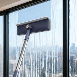 3 in 1 Window Squeegee for Home, Window Cleaning Kit with 60" Extension Pole, Professional Window Cleaner Tool for Outdoor Windows, Glass, Mirrors, Screens with 3 Microfiber Cloths & Screen Brush