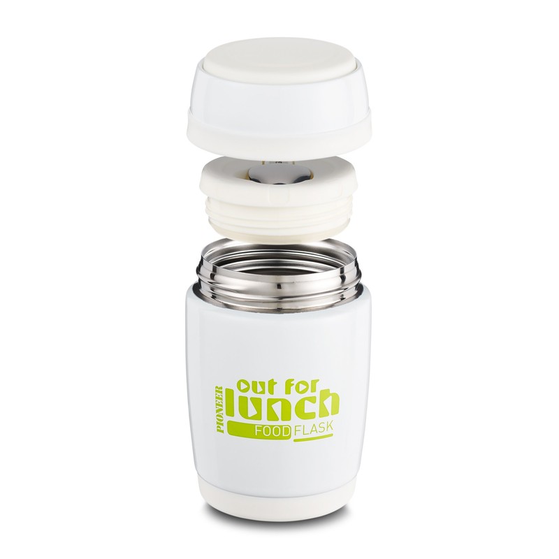 Grunwerg Pioneer White Food Flask With Folding Spoon 0.58l