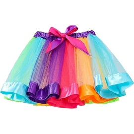 Sucrain Girls Rainbow Tutu Skirt, Colorful Layered Tulle Tutu Skirt Princess Ballet Tutu Skirt Dress Up