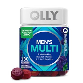 OLLY Men's Multivitamin Gummies – Daily Vitamins A, C, D, E, B Complex & Zinc, Supports Overall Wellness, Blackberry Blitz Flavor 65 Day Supply - 130 Count