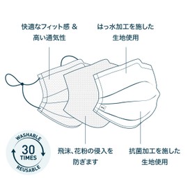 "[DETERMINANT(ディターミナント)]" 三層マスク 繰り返し洗える 2枚入り DET30 17.5cm x 9.5cm (グリーン)