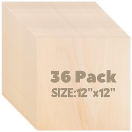 CertBuy 36 Pack Basswood Sheets 1/8 inch, 11.8"x11.8"x1/8" Craft Plywood Sheets, 3mm Basswood for Laser Cutting, Plywood Board Unfinished Wood for Crafts DIY Ornaments and Models Engraving Drawing