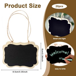 20 Pack Chalkboard Labels, Hanging Wooden Chalkboard Signs, Mini Chalkboards with Jute Rope, Double Sided Memo Boards Writeable Wall Boards Hanging Boards for Party, Home, Buffet