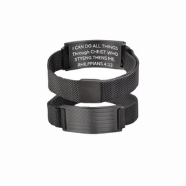 Lyithary American Flag Cross Bracelet for Men - Stainless Steel Bible Verse Christian Jewelry Gift for Him, Graduation Gifts for Men, Dad, Husband, Father’s Day (Black, PHILI 4:13)