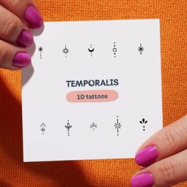 Fake Tattoo Fingers - Temporalis® | Adult Temporary Tattoos - EU Certified Cosmetics, Vegan & Waterproof - Lasts 1 to 2 Weeks [Celestial Set - 10 Designs]