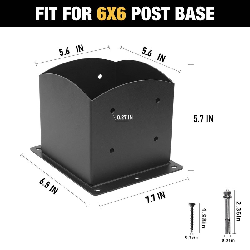 6x6 Post Base 4 Pcs,(Inner Size 5.6''x5.6'') Wood Fence Post