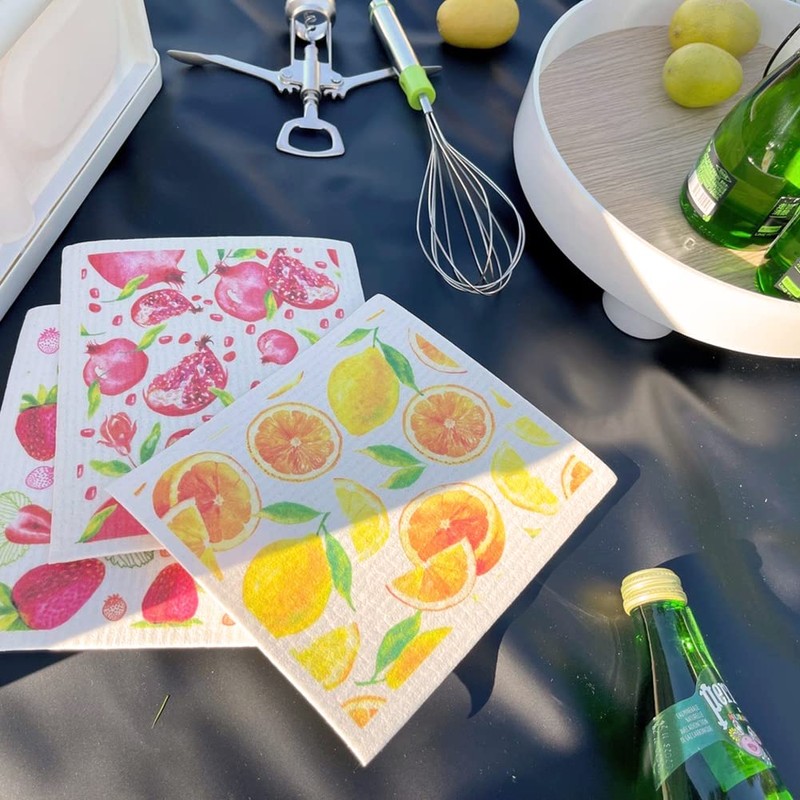 TREEWOO Juego de 5 paños de cocina suecos reutilizables de