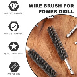 9Pcs Stainless Steel Wire Bore Brushes, Wire Brushes Drills Set Wire Brushes for Cleaning Wire Brush Set Thick Flexible Feeding Tube Cleaning Brushes Hex Shank Handle for Power Drill